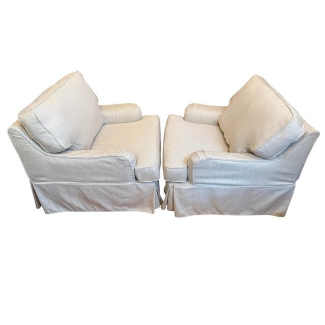 Pottery Barn Pottery Barn SoMa Hawthorne English Slip Cover Club Chair - A Pair For Sale - Image 4 of 12