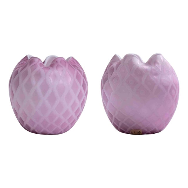 Murano Glass Geometric Vases by Vamsa, Italy, 1920s, Set of 2 For Sale