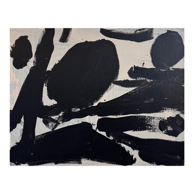 Acrobats, Contemporary Black and Tan Abstract Painting by Matt Higgins For Sale