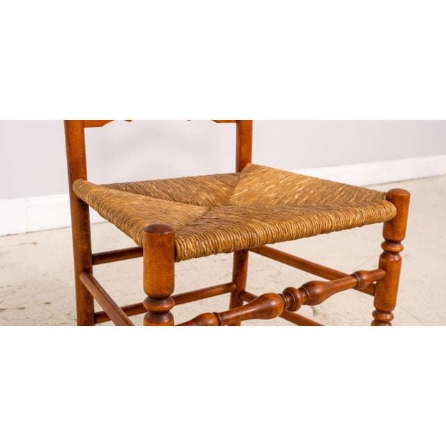 Wood Set of 4 Maple Rush Seat Ladder Back Chairs For Sale - Image 7 of 18