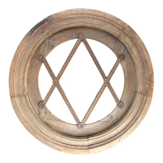 Wood Window With Diamond Flowerette For Sale