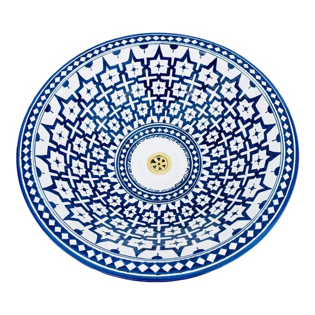 Contemporary Moroccan Sink Decorative Hand Painted For Sale