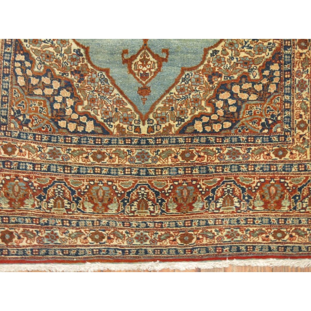 Late 19th Century Late 19th Century Turquoise Tabriz Haji Jali Li Li Rug - 4'3" x 5'7" For Sale - Image 5 of 6