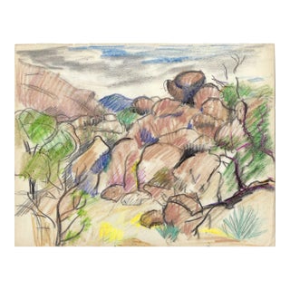 1940s Grace Spongberg Texas Canyon Drawing For Sale