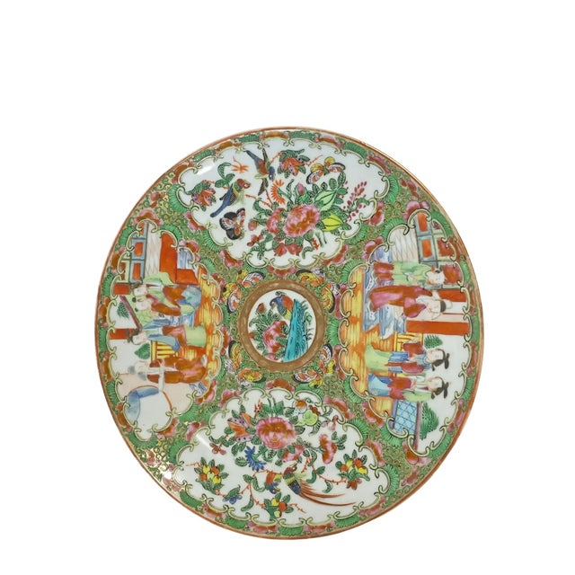19th Century Chinese Export Porcelain Rose Medallion Plate 8" For Sale - Image 4 of 8