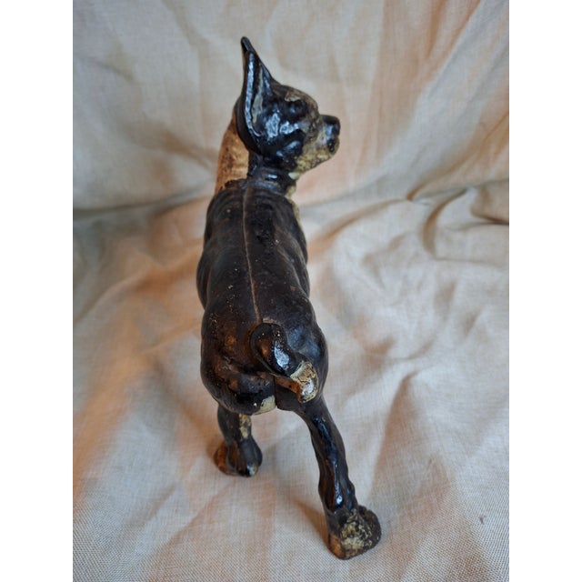 1920s Antique Hubley Cast Iron Boston Terrier Dog Doorstop Original Paint C. 1920s 9" For Sale - Image 5 of 17