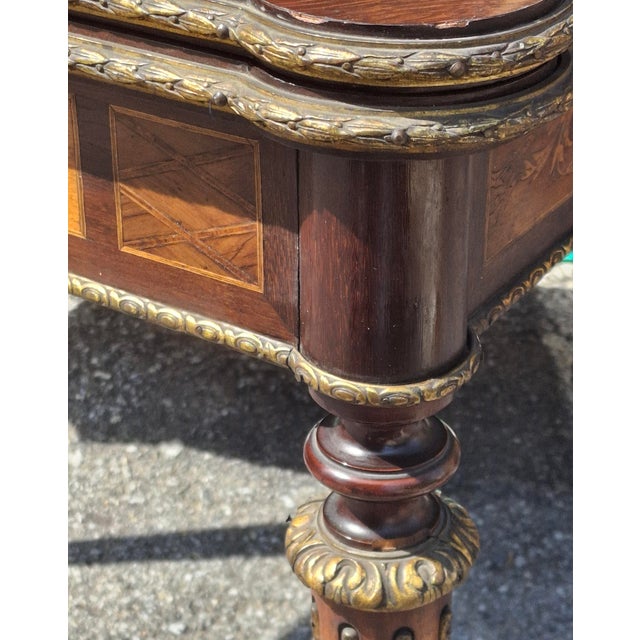 Mid 19th Century Louis Napoleon Kingwood Marquetry and Ormoly Mounted Fold Top Console Game Table For Sale - Image 11 of 11