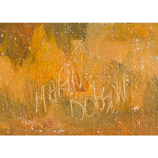 Colorado Blues by Marin Dobson | Oil on Panel Landscape with mountains and a river. For Sale - Image 4 of 4