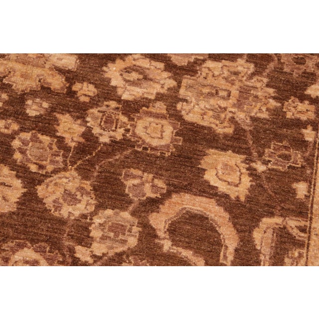 1990s Shabby Chic Ziegler Brown Tan Hand-Knotted Wool Rug - 6'2'' X 9'0'' For Sale - Image 5 of 8