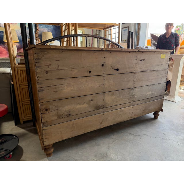Antique English Pine Sideboard With Central Cupboard & Nine Drawers For Sale - Image 11 of 12