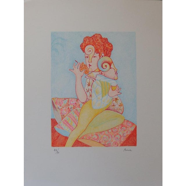 Bona de Mandiargues, Grape Eater, Wine Drinker, Lithograph For Sale - Image 5 of 6