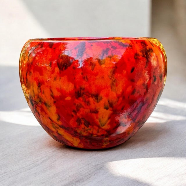 California USA Judy planter in bright lava drip glaze. Vibrant pop to decor. 4.75” tall and 6.75” wide x 4.25” deep The...