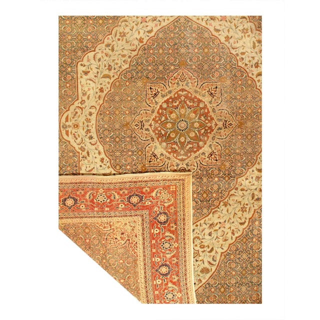 Traditional Pasaargad DC Ivory Antique Tabriz Haji Jalili Rug For Sale - Image 3 of 3
