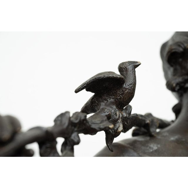 Louis Moreau, Nimphe de Bois, 19th Century, Patinated Bronze on Red Levanto Marble Base For Sale - Image 3 of 10
