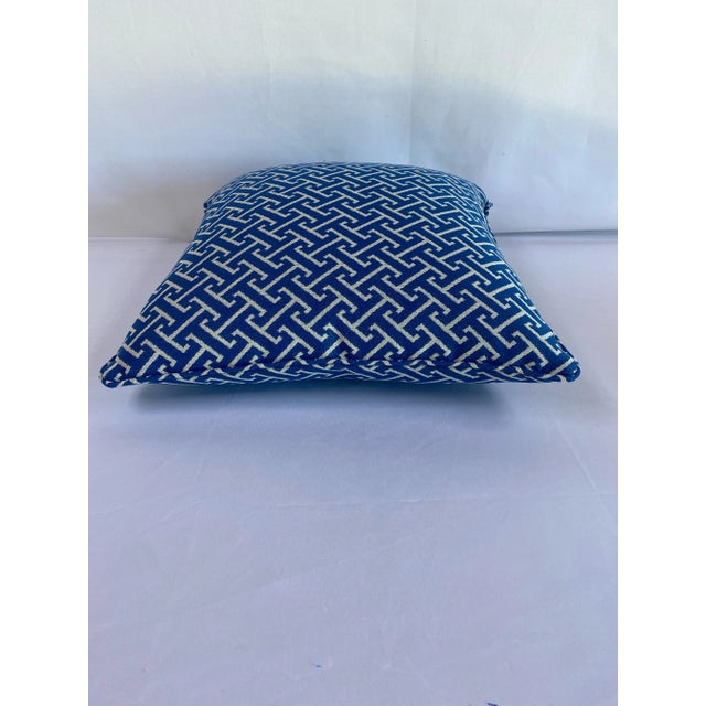 Early 21st Century Geometric Navy Acrylic Blue Pillows- a Pair For Sale - Image 4 of 5