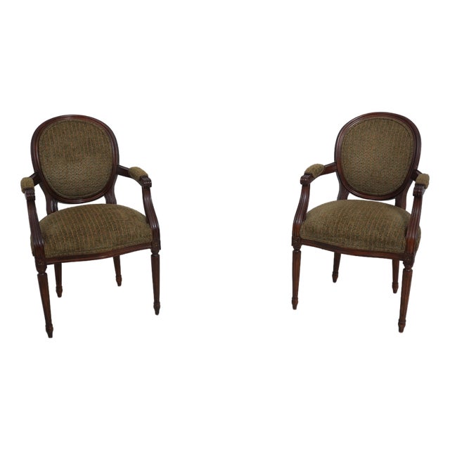 Pair of Century Louis XVI Arm Chairs For Sale