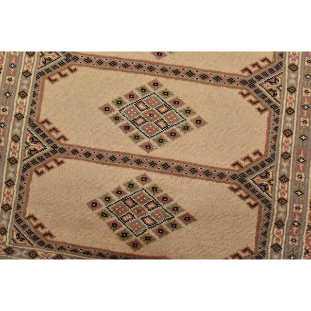 Bokhara Jaldar Rug 3’1” X 5’2” Beige Wool Tribal Hand-Knotted Oriental Carpet For Sale - Image 4 of 11