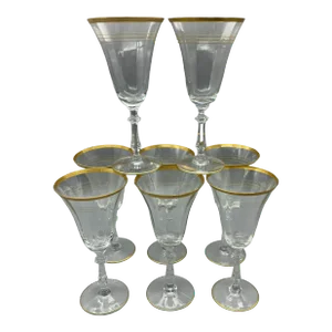 Vintage Glastonbury - Lotus Hollywood Regency Style Glass Water Goblets - Set of 8