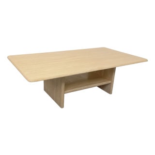 Vintage Rectangular Travertine Coffee Table with Magazine Rack, 1980s For Sale