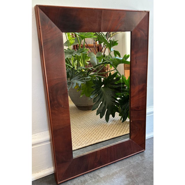 Wood Antique Handmade Mirror With Flame Mahogany Veneer For Sale - Image 7 of 7
