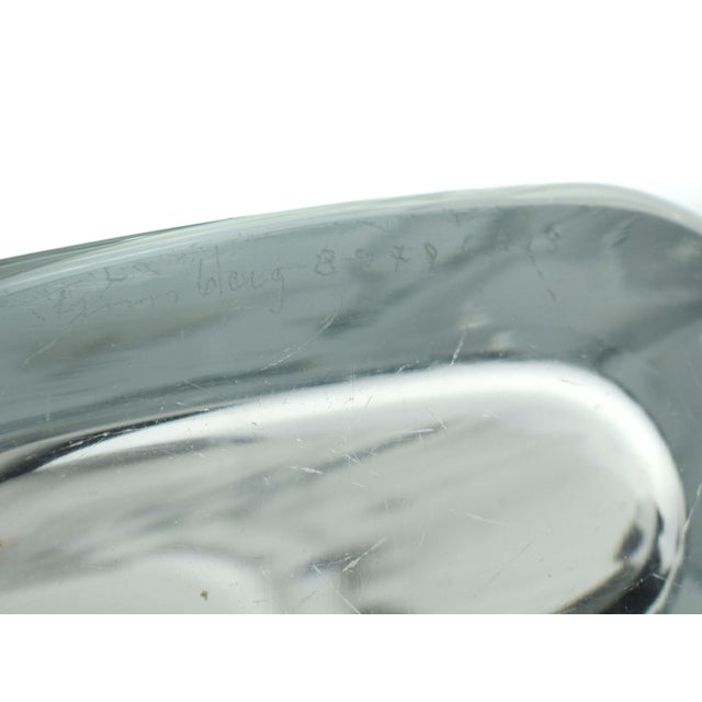 Glass Mid-Century Modern Hand-Blown Glass Swedish Hand-Engraved Crystal Sailboat Vase by Strömbergshyttan Signed For Sale - Image 7 of 8
