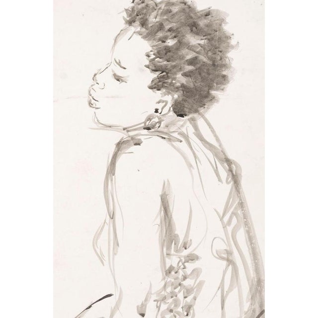 Evelyne Luez, Seated African Woman, 20th Century, Watercolor on Paper For Sale - Image 3 of 7