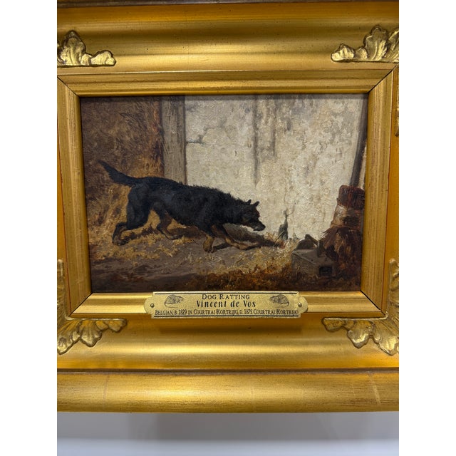Traditional Vincent De Vos (Belgian, 1829–1875) "Dog Ratting" Hunting Portrait For Sale - Image 3 of 9