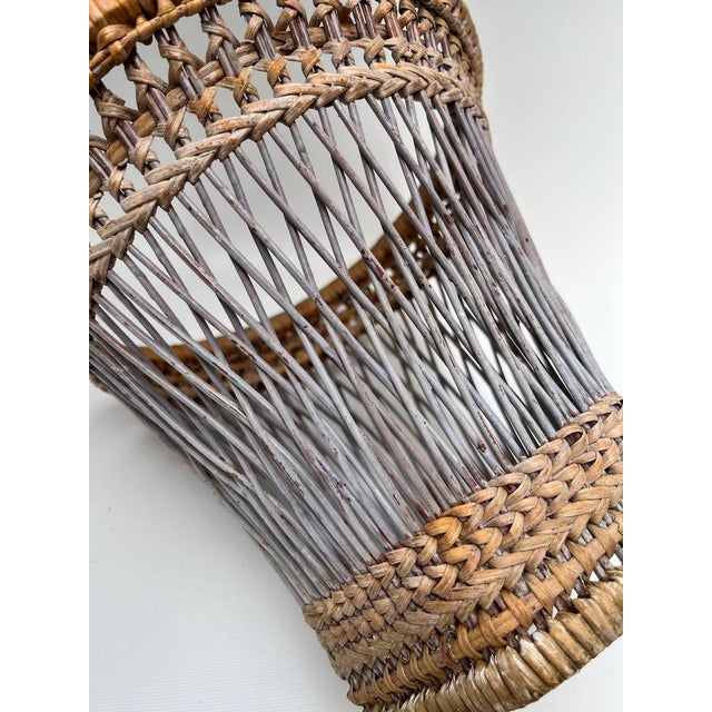Brown Antique Woven Wicker Cachepot For Sale - Image 8 of 9