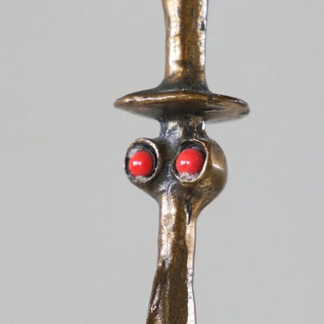 Brutalist Anthropomorphic Candleholder in Bronze and Enamel by Zoltán Pap, 1970s For Sale - Image 6 of 10