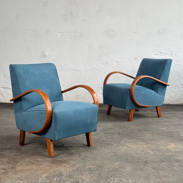 H-410 Lounge Chairs attributed to Jindrich Halabala for Up Závody, 1930s, Set of 2 For Sale - Image 11 of 11