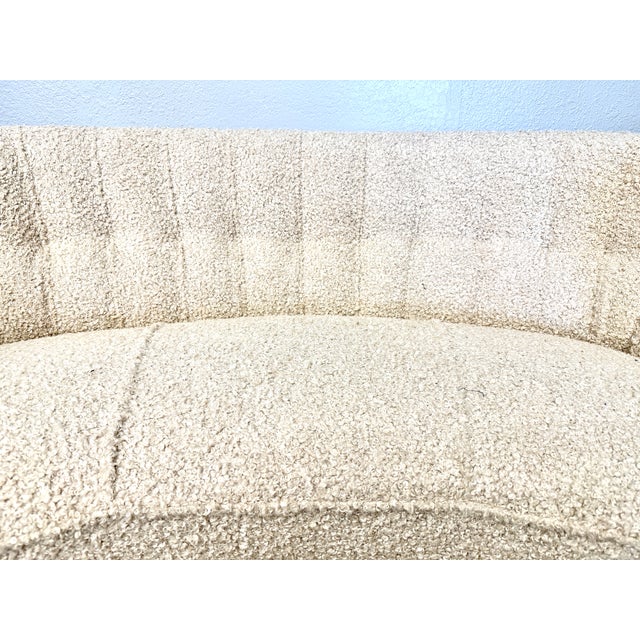 Vintage Mid-Century Danish "Banana" Curved Boucle / Sheepskin Settee For Sale - Image 11 of 11