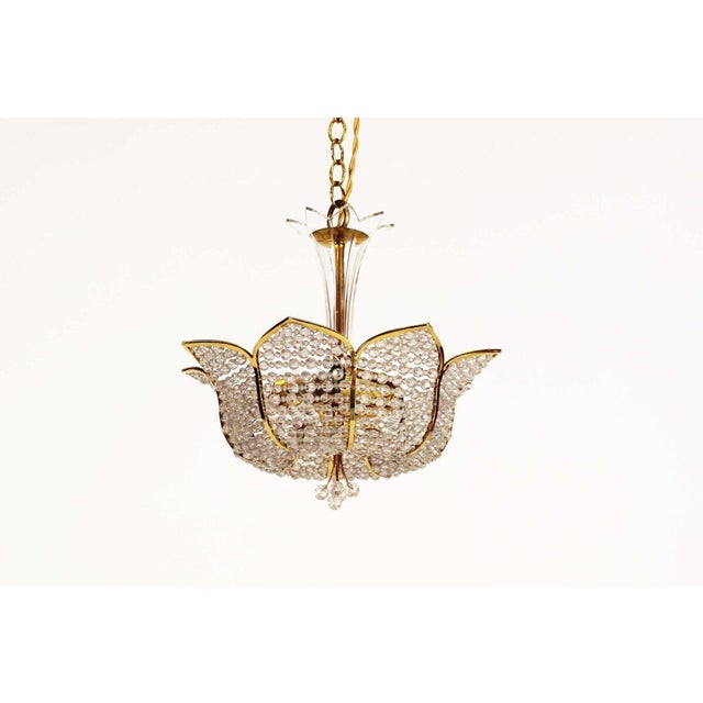 Medium Sized Crystal Glass Tole Chandelier Light by Palwa, Germany, 1970s For Sale - Image 12 of 12