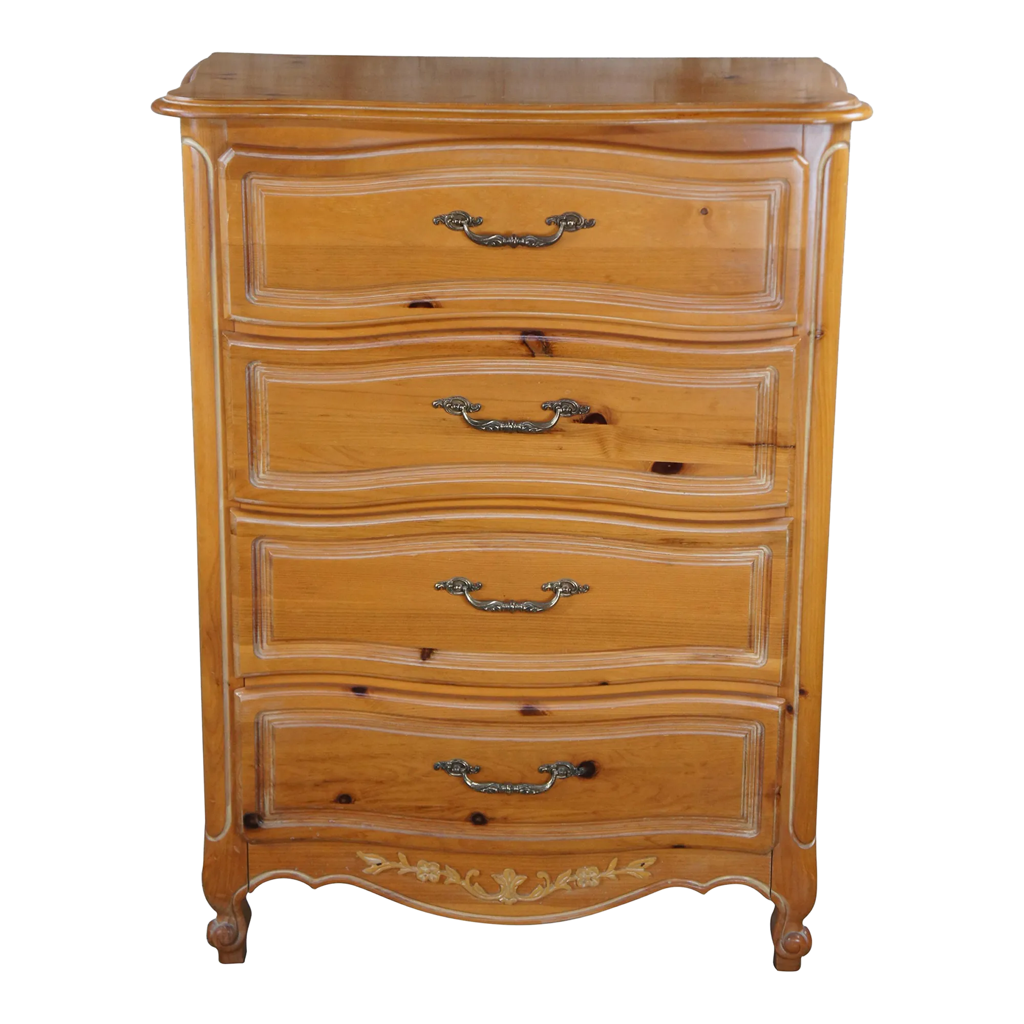 Vintage Henry Link Chardonnay French Country Pine 4 Drawer Dresser