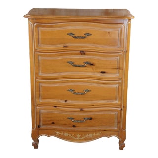 Vintage Henry Link Chardonnay French Country Pine 4 Drawer Dresser For Sale