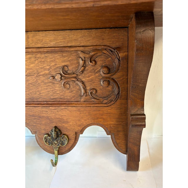 Vintage French Carved Wood Coat or Pot Rack For Sale - Image 4 of 12