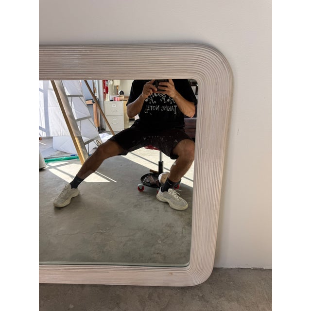 1970’s Vintage Gabriella Crespi Style Pencil Reed Wall Mirror For Sale - Image 4 of 10