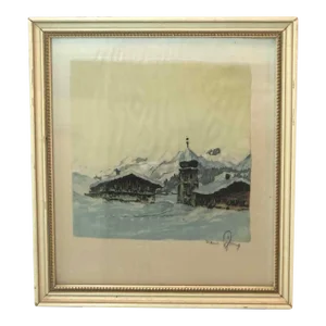 1920s "Onion Tops" Hans Figura Aquatint Silk Print, Framed (Sb18)