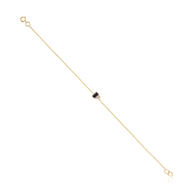 14k Gold Baguette Sapphire and Diamond Minimalist Bracelet For Sale - Image 4 of 11