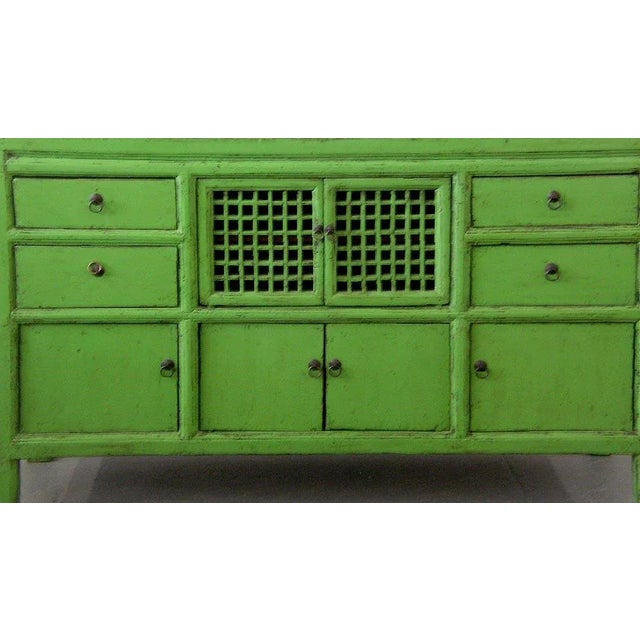 Chinese 19th Century Chinese Green Lacquer Country-Style Sideboard For Sale - Image 3 of 10