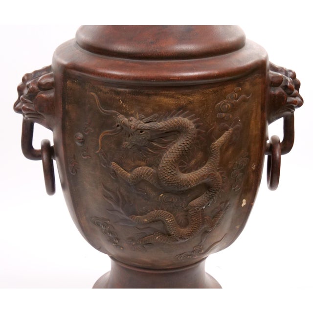 Antique Chinese Terracotta Dragon Vases / Footed Base, Late 19/Early 20th Century For Sale - Image 11 of 14