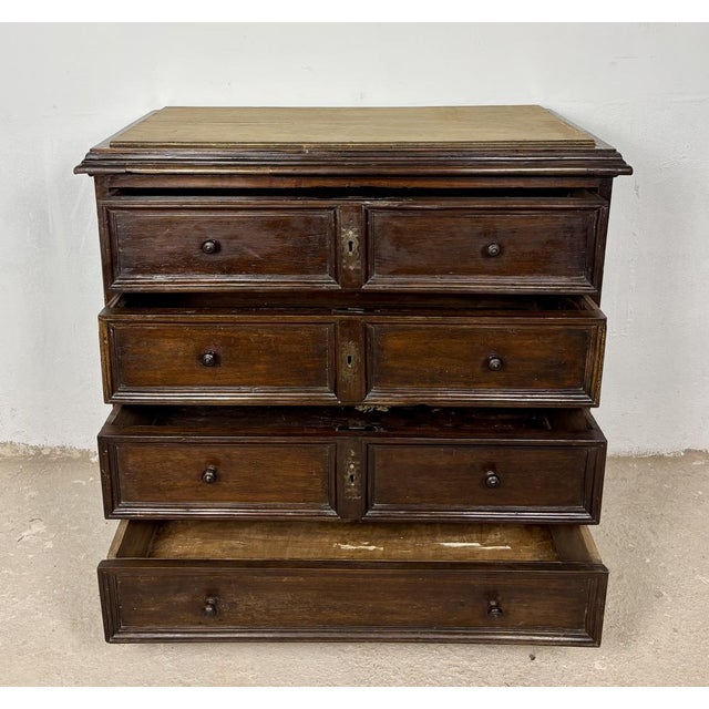 Spanish Baroque Oak Chest of Drawers, 1880 For Sale - Image 6 of 14