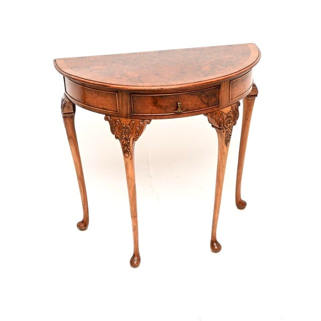 Antique Burr Walnut Console Table, 1900 For Sale - Image 11 of 11