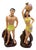 Mid 20th Century Hand Painted Hawaiian Hula Girl & Male Surfer Ceramic Statue Set For Sale