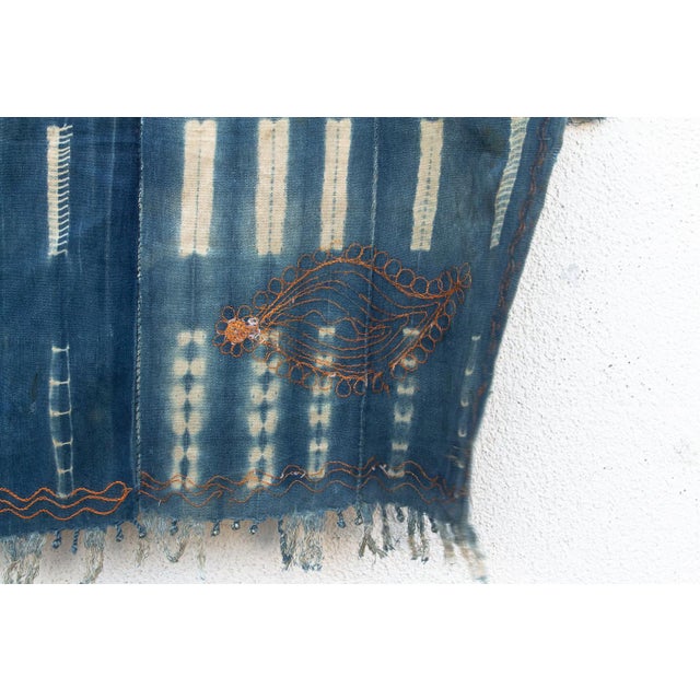 Vintage African Moss "Nakombe Blue" Indigo Throw For Sale - Image 4 of 6