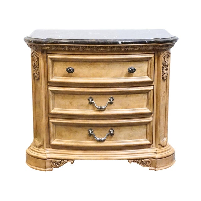 Rustic European American Drew Rustic European Bleached Ash 37" Three Drawer Nightstand W. Granite Top 121-421 For Sale - Image 3 of 14