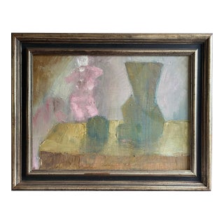 Vintage 1994 Abstract Modernist Still Life Oil Painting by British Artist Julian Brown For Sale