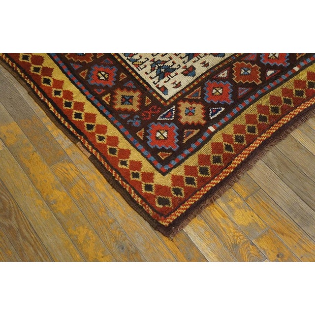 Late 19th Century 1870s Ivory Geoemtric Antique Nw. Persian Rug 3'5" X 8'8" Handmade Wool Carpet For Sale - Image 5 of 7