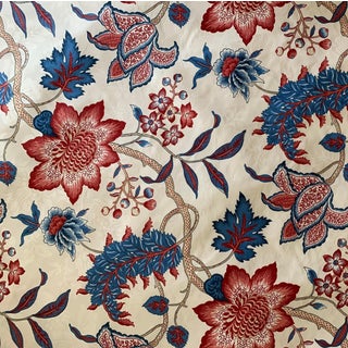 P Kaufmann Waverly "Maldives" Lapis Blue Floral Jacobean Fabric- 7.5 Yards For Sale