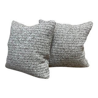 Contemporary Rosemary Hallgarten Wool Fabric Boucle Pattern Foam in White and Heather Pillows Covers- A Pair For Sale