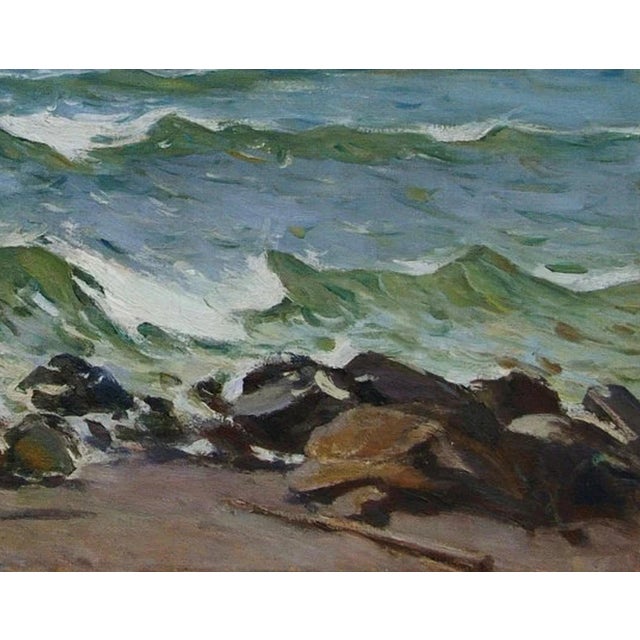 1960s Antique Seascape Oil Painting, Ukrainian Artist Grosh, 1963 100-130 For Sale - Image 5 of 6